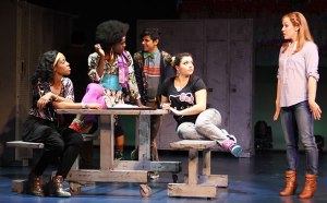 L-R Zuri Washington, Sharrod Williams, ensemble member, Maisie Salinger, and Nadia Vynnytsky. Photo by Clint Tuccio