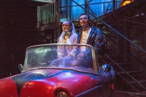 Megan Fischer (Sandy) and Jordan Oxborough (Danny). Photo from Lyric Arts.