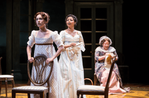 Alejandra Escalante (Marianne Dashwood), Jolly Abraham (Elinor Dashwood) and Suzanne Warmanen (Mrs. Dashwood) in the Guthrie Theater's production of Sense and Sensibility, Photo by Dan Norman.